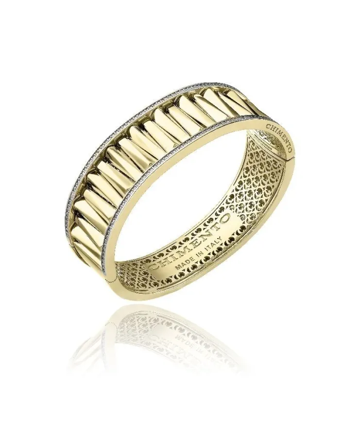 Bracciale Chimento Cuff Bamboo Sipario in Oro Giallo con Diamanti Bianchi