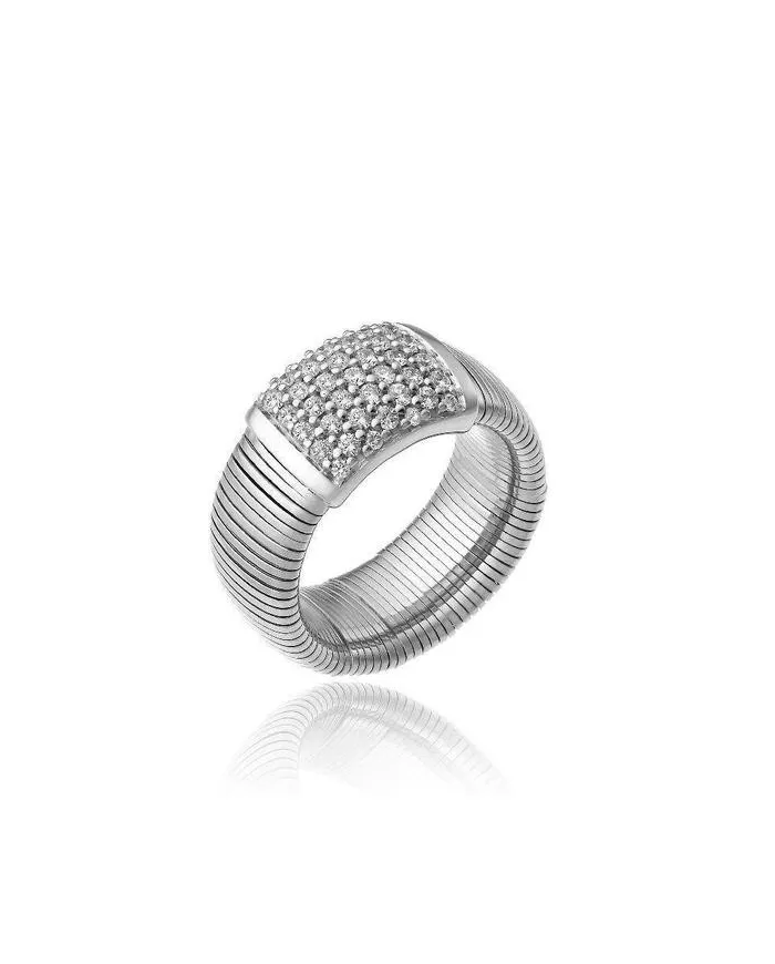 Bague Chimento Stardust en or blanc sertie de diamants blancs pavés