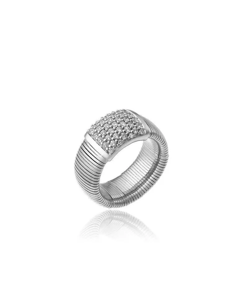 Anello Chimento Stardust in Oro Bianco con Pavè di Diamanti Bianchi