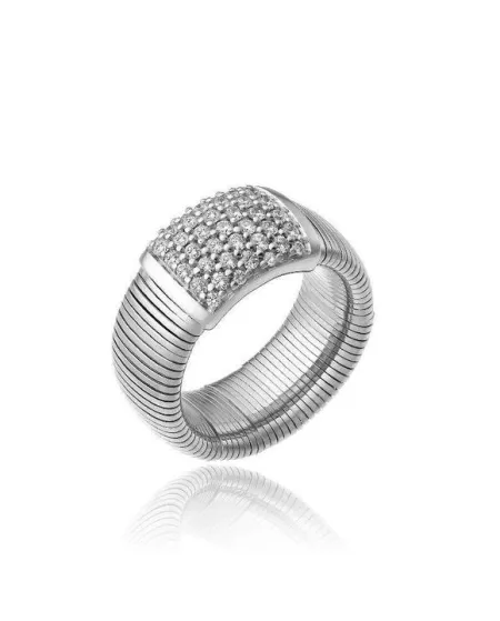 Anello Chimento Stardust in Oro Bianco con Pavè di Diamanti Bianchi