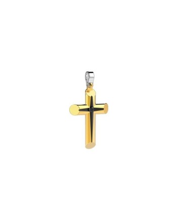 Croix pour homme Zancan en or jaune avec diamants noirs
