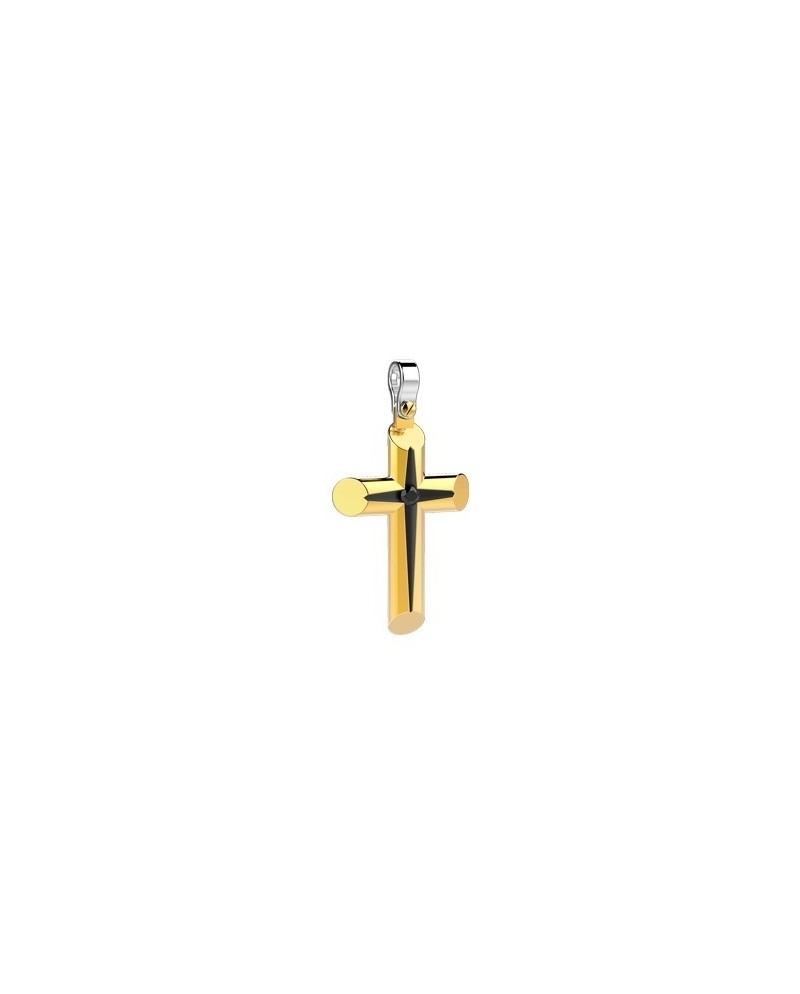 Croix pour homme Zancan en or jaune avec diamants noirs
