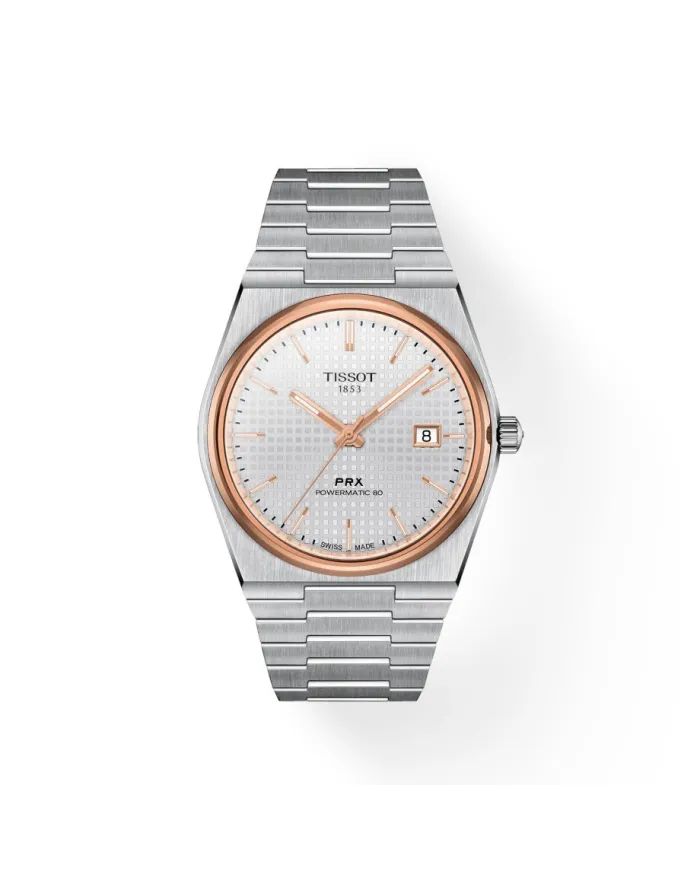 Orologio Tissot PRX Powermatic 80 Pvd con Quadrante Argento e Bracciale in Acciaio