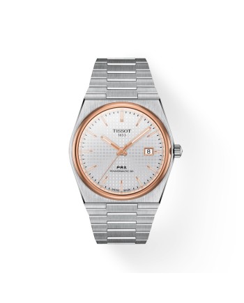 Tissot PRX Powermatic 80 Pvd Watch with Silver Dial and Steel Bracelet
