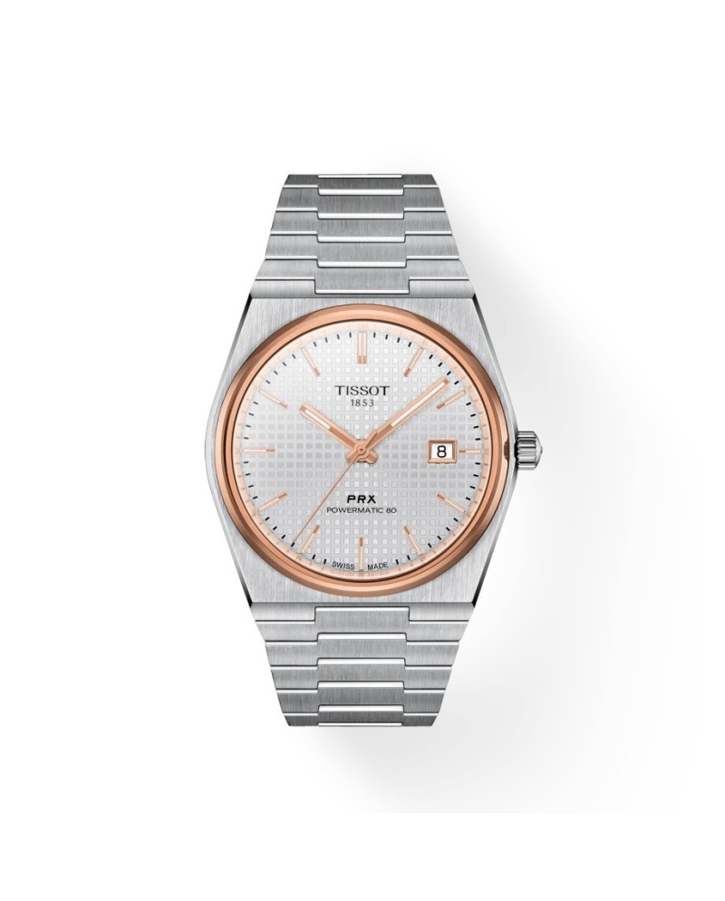 Montre Tissot PRX Powermatic 80 Pvd avec cadran argenté et bracelet en acier