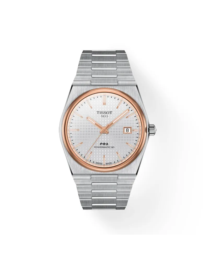 Orologio Tissot PRX Powermatic 80 Pvd con Quadrante Argento e Bracciale in Acciaio