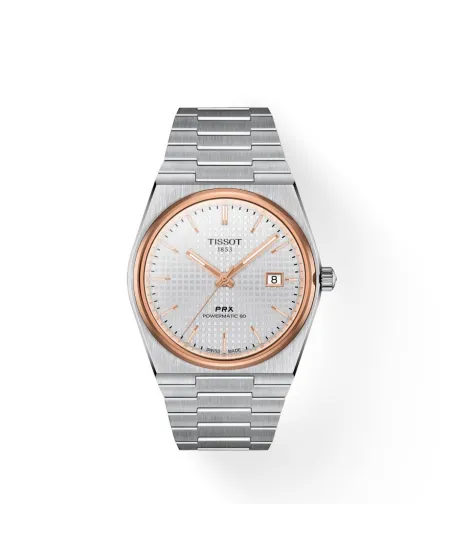 Orologio Tissot PRX Powermatic 80 Pvd con Quadrante Argento e Bracciale in Acciaio