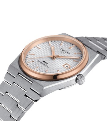 Montre Tissot PRX Powermatic 80 Pvd avec cadran argenté et bracelet en acier