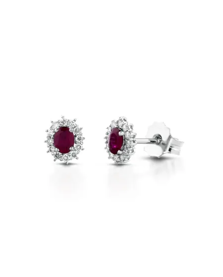 Orecchini Coscia Le Lune Diamonds in Oro Bianco con Rubini e Diamanti
