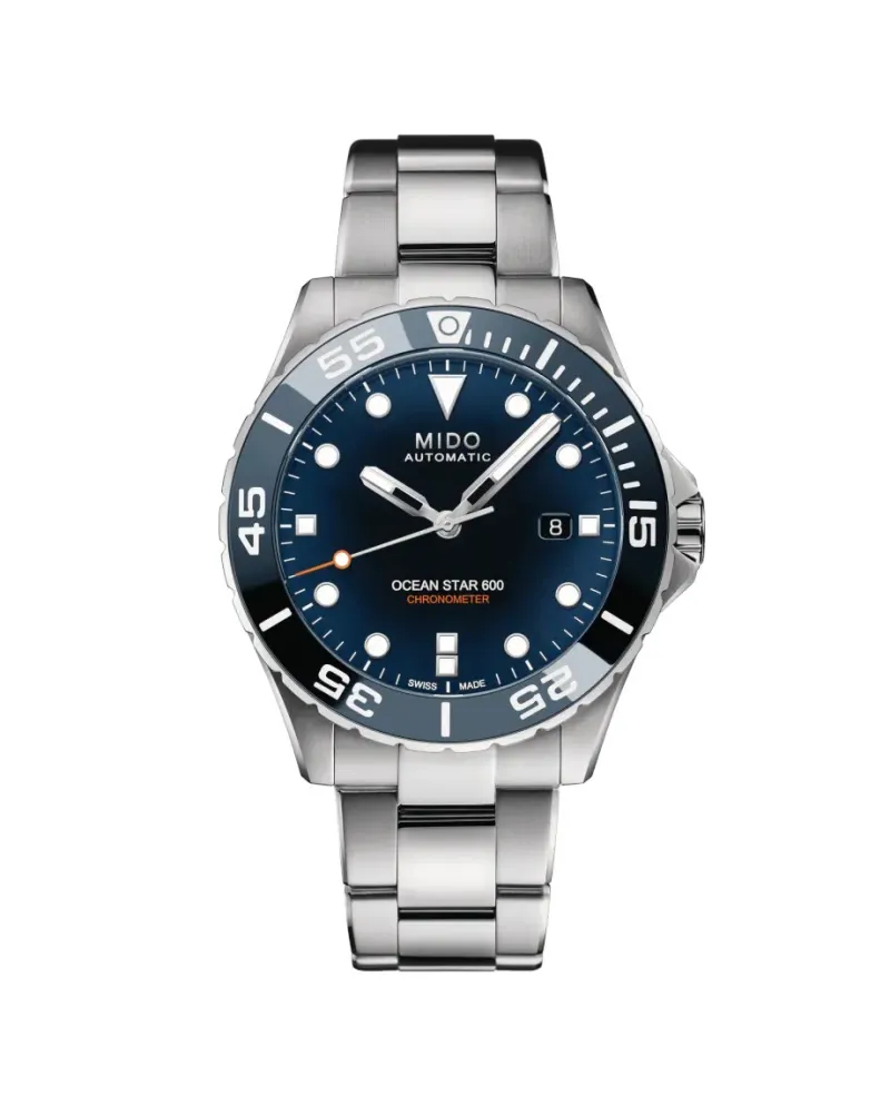 Orologio Mido Ocean Star Diver 600 Chronometer con Quadrante Blu e Cinturino in Acciaio
