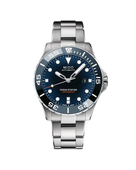 Orologio Mido Ocean Star Diver 600 Chronometer con Quadrante Blu e Cinturino in Acciaio