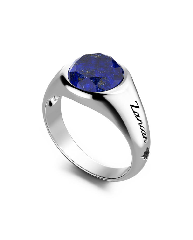 Bague Zancan Basic pour homme en argent avec lapis-lazuli bleu