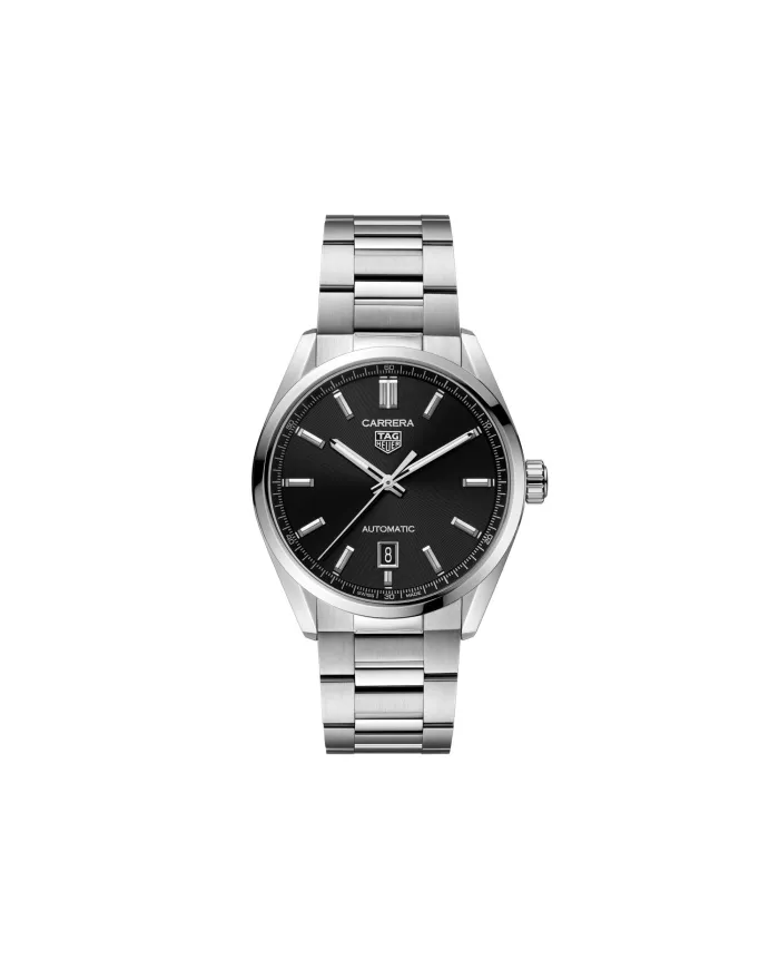 Orologio Tag Heuer Carrera con Quadrante Nero e Cinturino in Acciaio