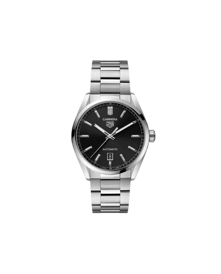 Orologio Tag Heuer Carrera con Quadrante Nero e Cinturino in Acciaio