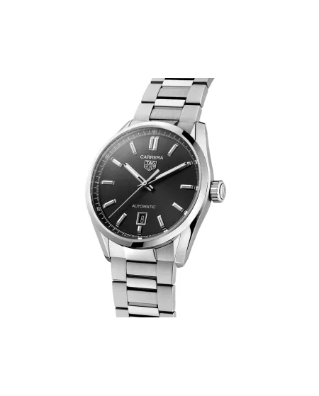 Orologio Tag Heuer Carrera con Quadrante Nero e Cinturino in Acciaio