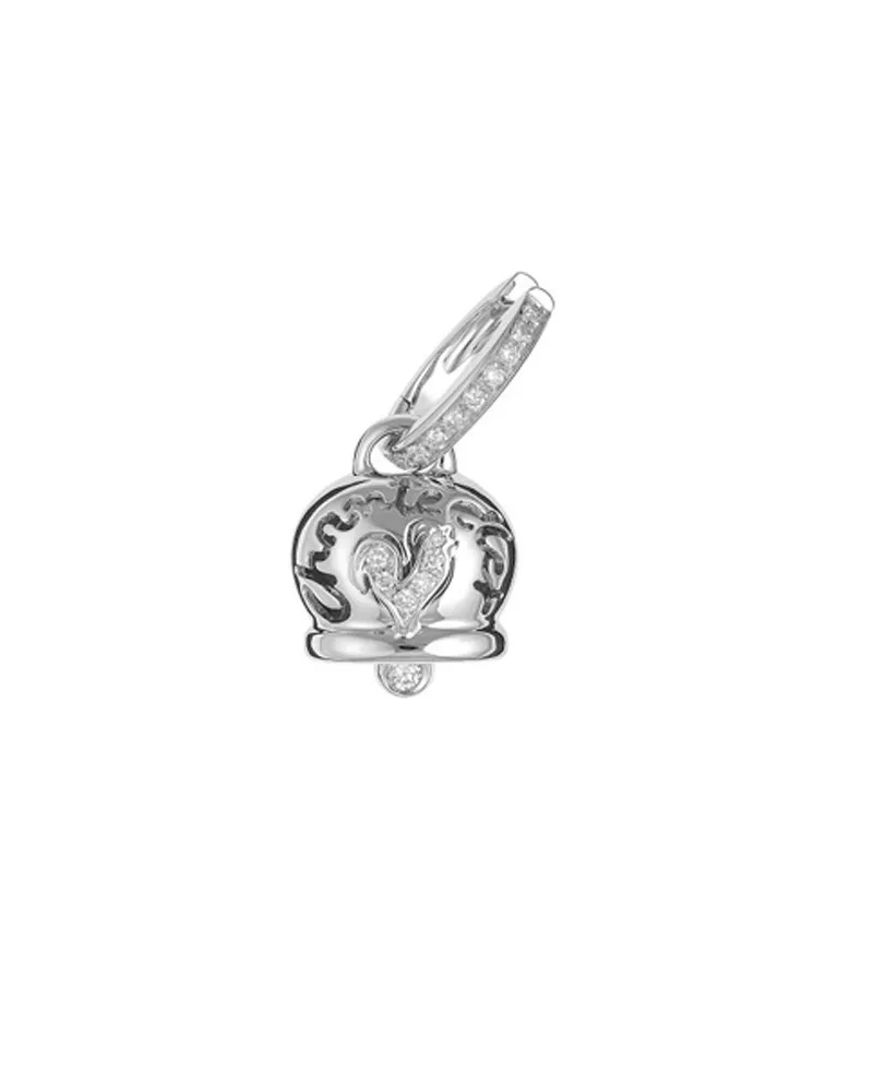 Mono Orecchino Chantecler Campanella Piccolo in Oro Bianco con Diamanti Bianchi