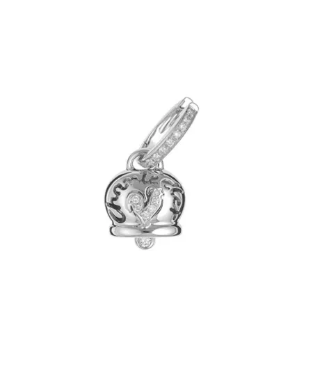 Mono Orecchino Chantecler Campanella Piccolo in Oro Bianco con Diamanti Bianchi