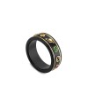Anello Gucci Icon in Corindone Nero e Oro con Pietre