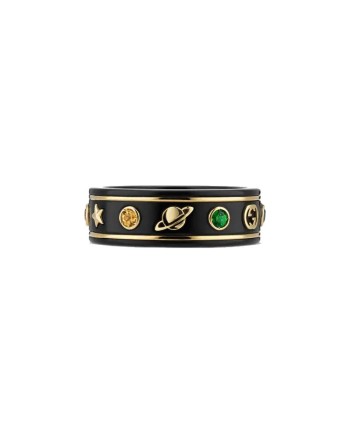 Bague Gucci Icon en corindon noir et or avec pierres