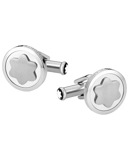 Boutons de manchette Montblanc Star pour homme avec emblème Montblanc en acier 116660