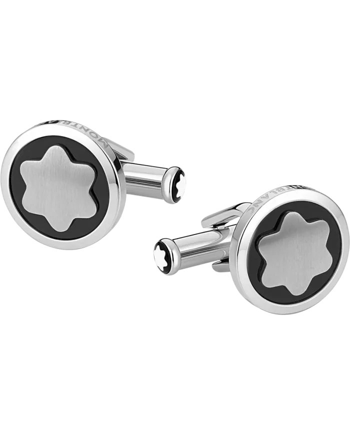 Boutons de manchette Montblanc Star pour homme avec insert en onyx noir 116661
