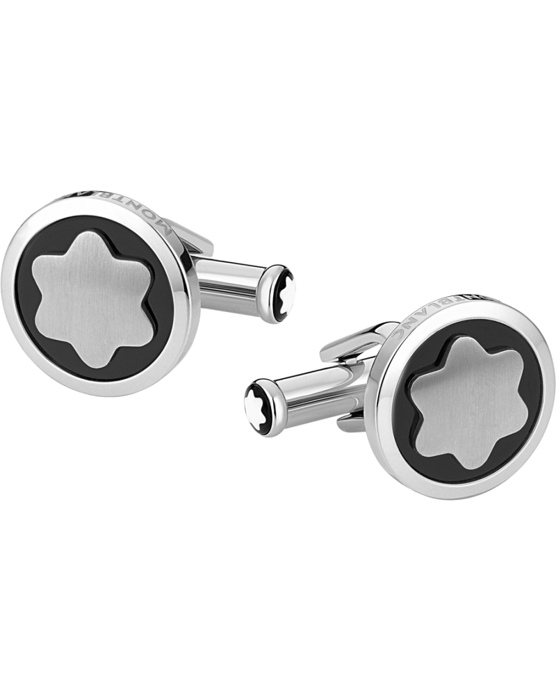 Boutons de manchette Montblanc Star pour homme avec insert en onyx noir 116661
