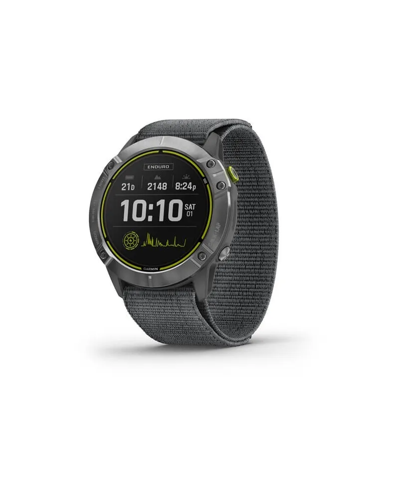 Tool Watch Garmin Enduro Solar con Cinturino UltraFit in Nylon Grigio Tool Watch Garmin Enduro Solar con Cinturino UltraFit in Nylon Grigio