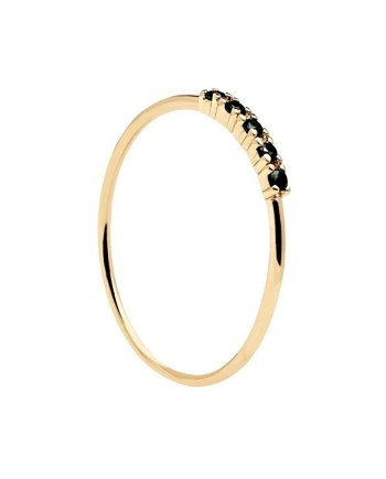 Anello PDPAOLA in Argento Placcato Oro con Zirconi Neri