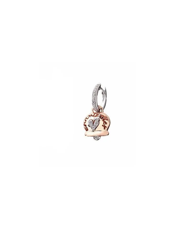 Mono Orecchino Chantecler Campanella in Oro Rosa e Oro Bianco con Diamanti Bianchi