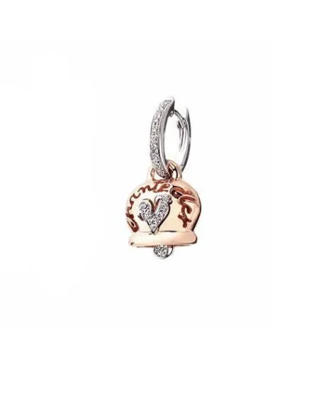 Mono Orecchino Chantecler Campanella in Oro Rosa e Oro Bianco con Diamanti Bianchi