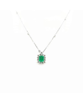 Collier ras-de-cou Crivelli en or blanc, diamants et émeraudes