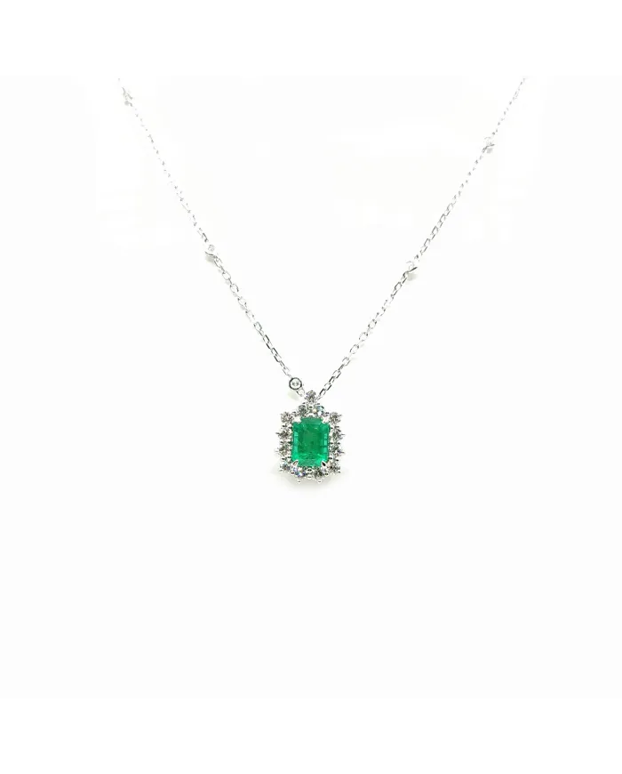 Crivelli White Gold Choker with Diamonds and Emerald