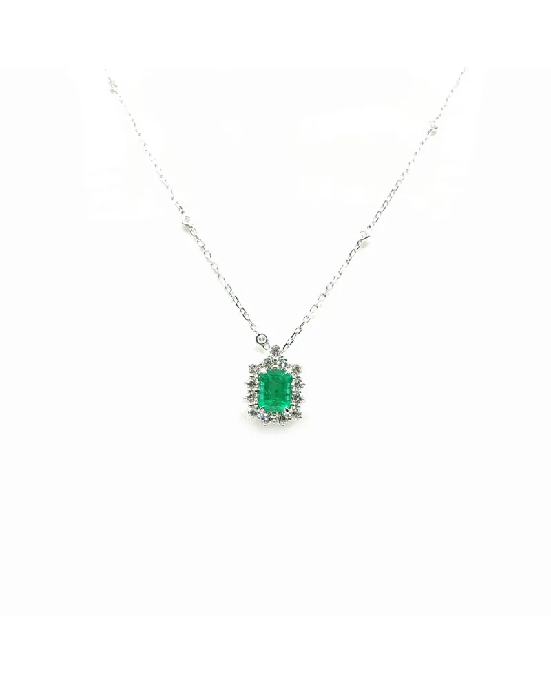 Crivelli White Gold Choker with Diamonds and Emerald