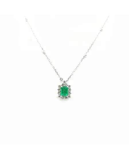 Collier ras-de-cou Crivelli en or blanc, diamants et émeraudes