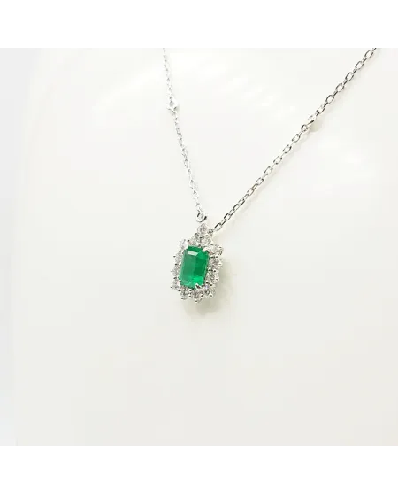 Crivelli White Gold Choker with Diamonds and Emerald