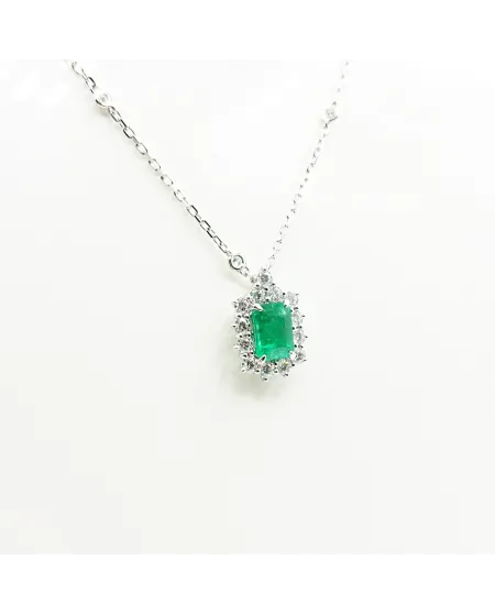Collier ras-de-cou Crivelli en or blanc, diamants et émeraudes