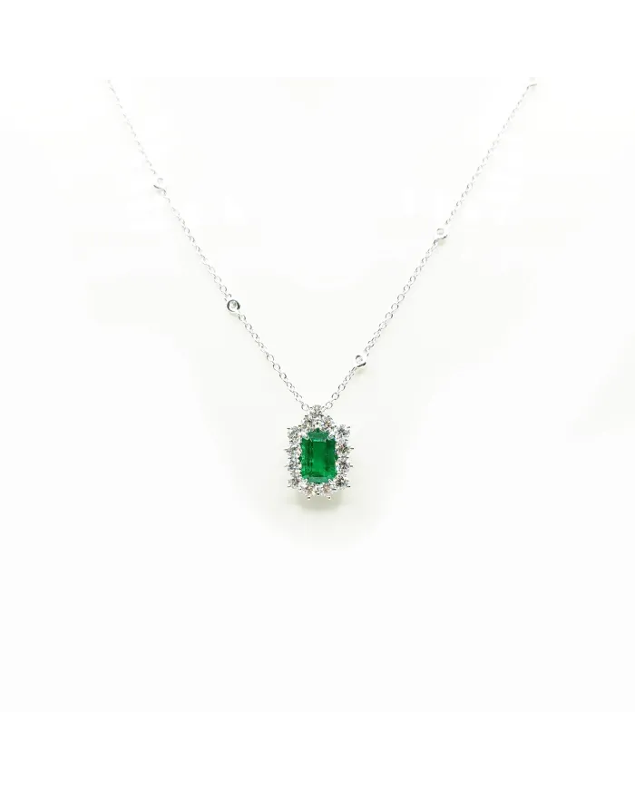 Crivelli White Gold Choker with Diamonds and Emerald