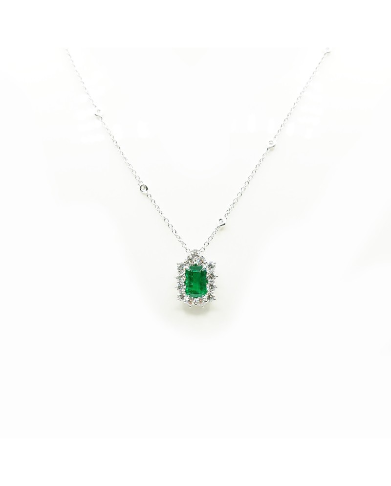 Crivelli White Gold Choker with Diamonds and Emerald