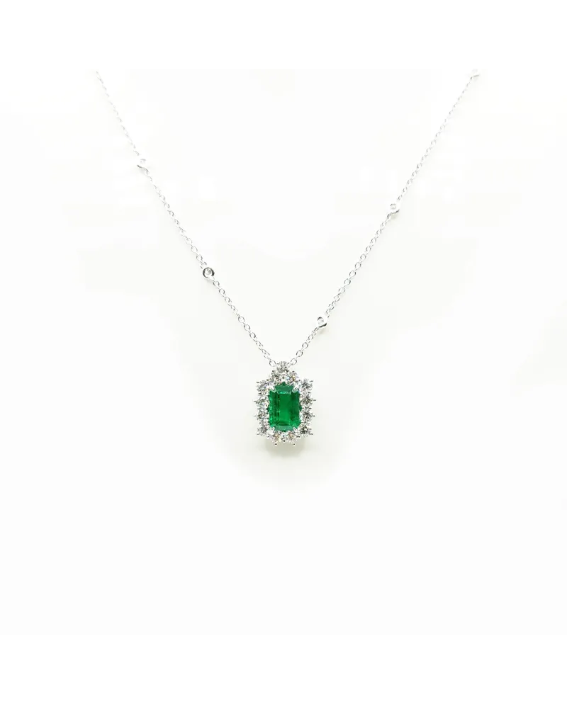 Crivelli White Gold Choker with Diamonds and Emerald