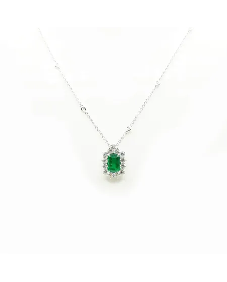 Crivelli White Gold Choker with Diamonds and Emerald