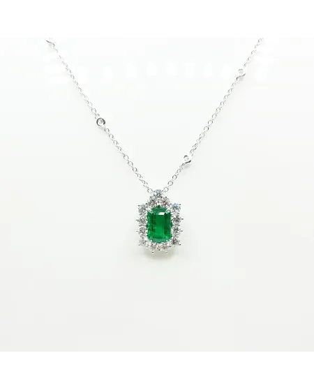 Crivelli White Gold Choker with Diamonds and Emerald