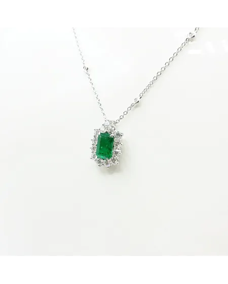 Collier ras-de-cou Crivelli en or blanc, diamants et émeraudes