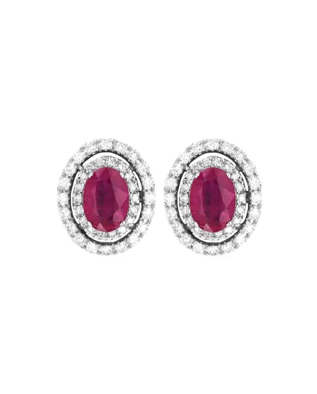 Orecchini Coscia Le Lune Diamonds in Oro Bianco con Rubini e Diamanti