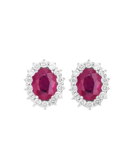 Orecchini Coscia Le Lune Diamonds in Oro Bianco con Rubini e Diamanti