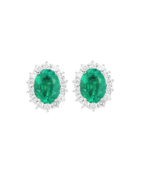 Orecchini Coscia Le Lune Diamonds in Oro Bianco con Smeraldi e Diamanti
