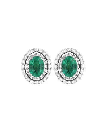 Orecchini Coscia Le Lune Diamonds in Oro Bianco con Smeraldi e Diamanti