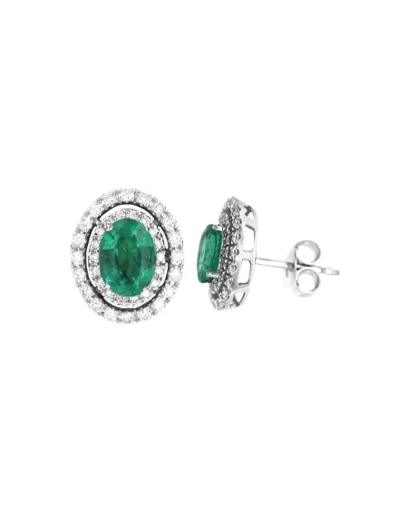 Orecchini Coscia Le Lune Diamonds in Oro Bianco con Smeraldi e Diamanti
