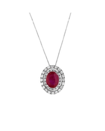 Pendente Coscia Le Lune Diamonds in Oro Bianco con Diamanti Bianchi e Rubino