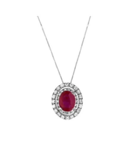 Pendente Coscia Le Lune Diamonds in Oro Bianco con Diamanti Bianchi e Rubino