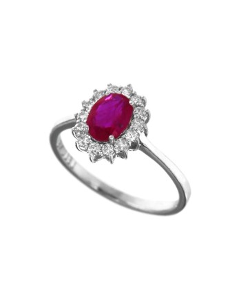 Bague Coscia de Le Lune Diamonds en or blanc, diamants blancs et rubis